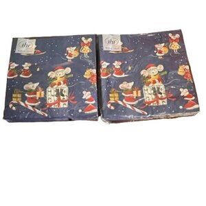 IHR Christmas Napkins 20 Count 3-Ply Mouse Design Paper Made In Germany set of 2